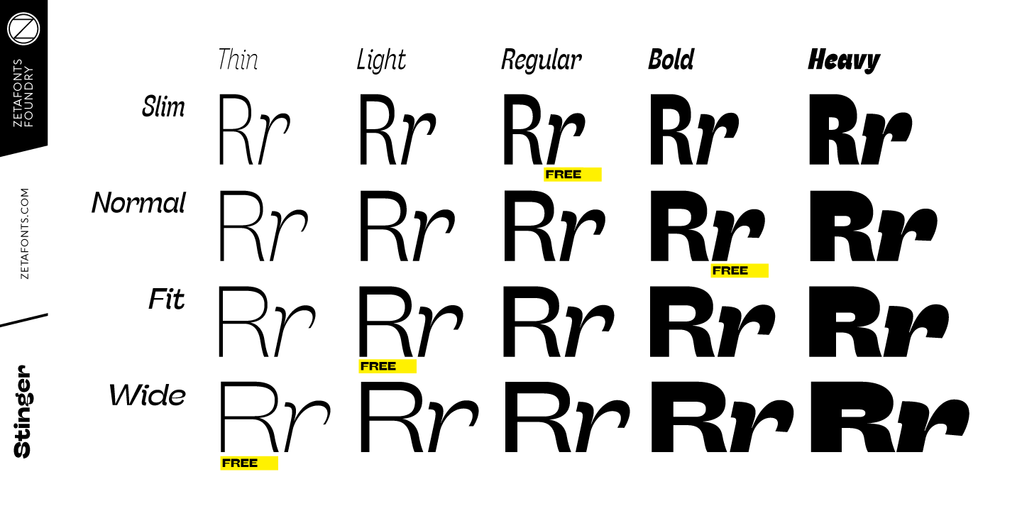 Ejemplo de fuente Stinger Italic